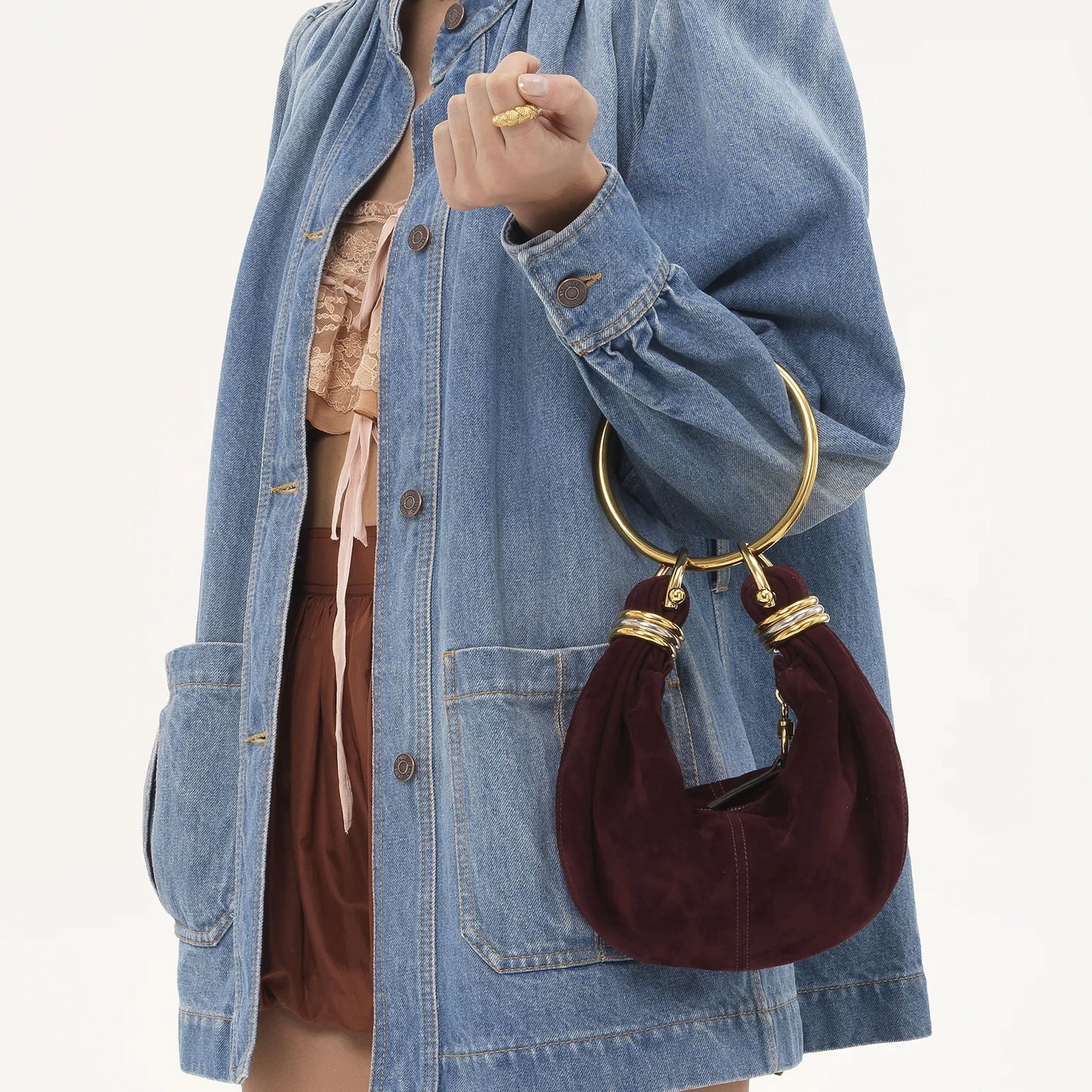 Small Bracelet Bag Suede, Violine