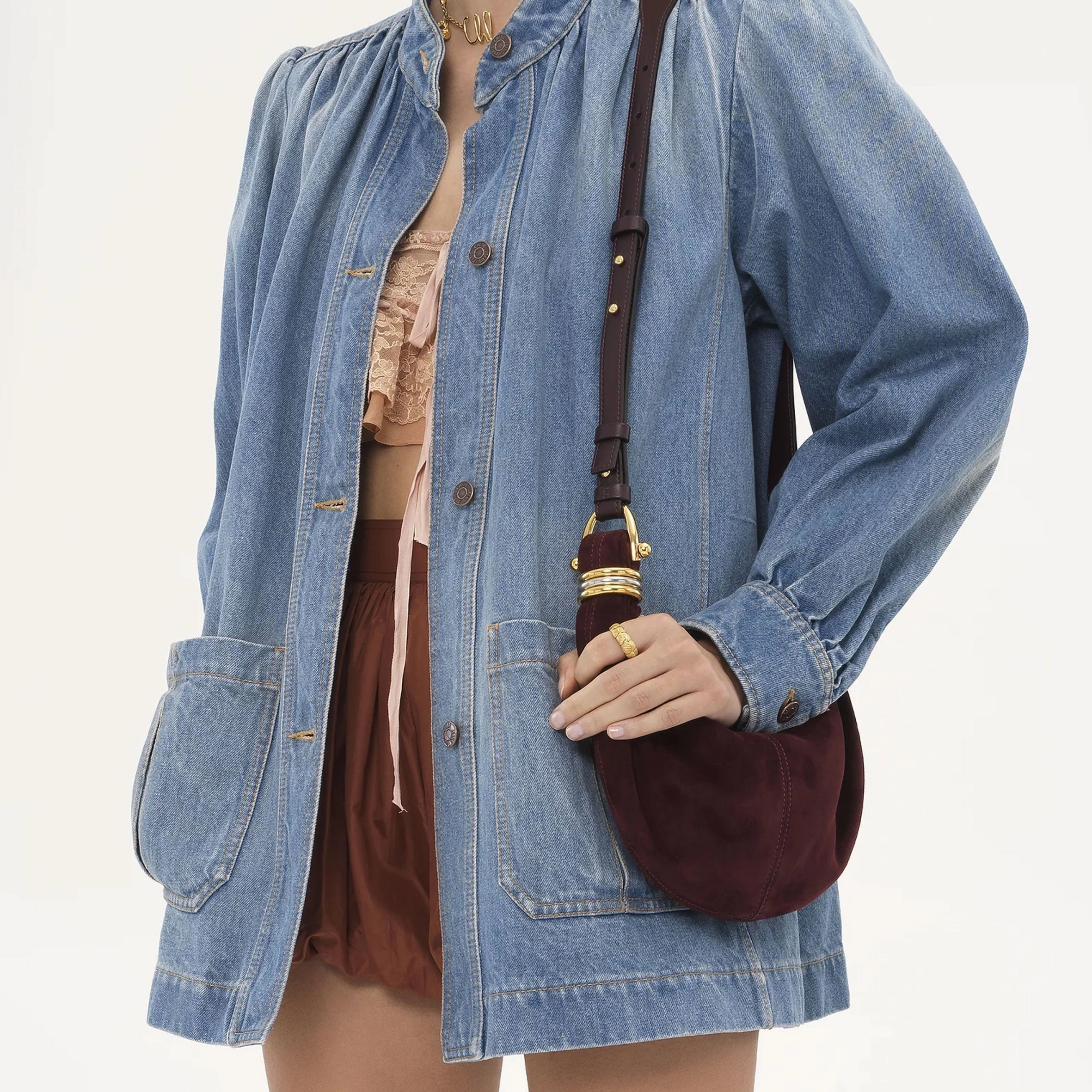 Small Bracelet Bag Suede, Violine