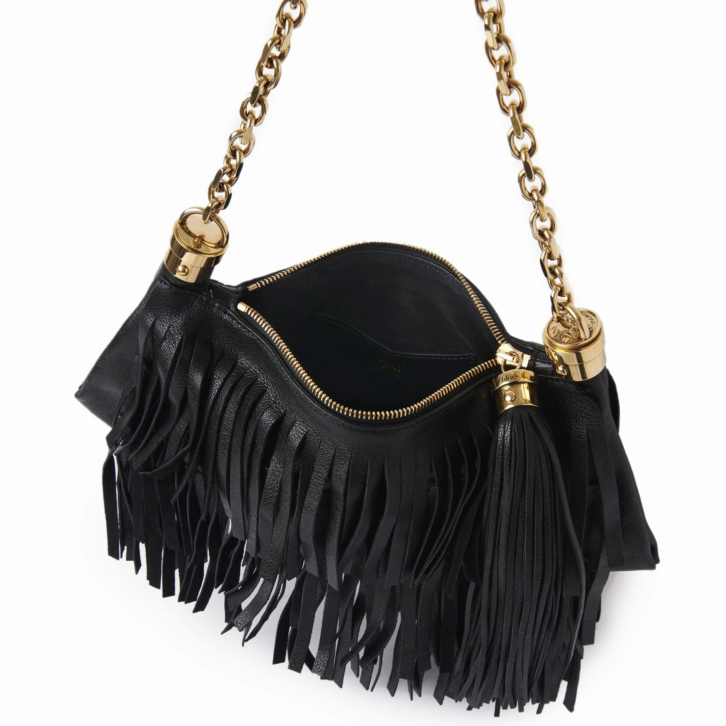 Small Foulard Fringe Bag Small, Black