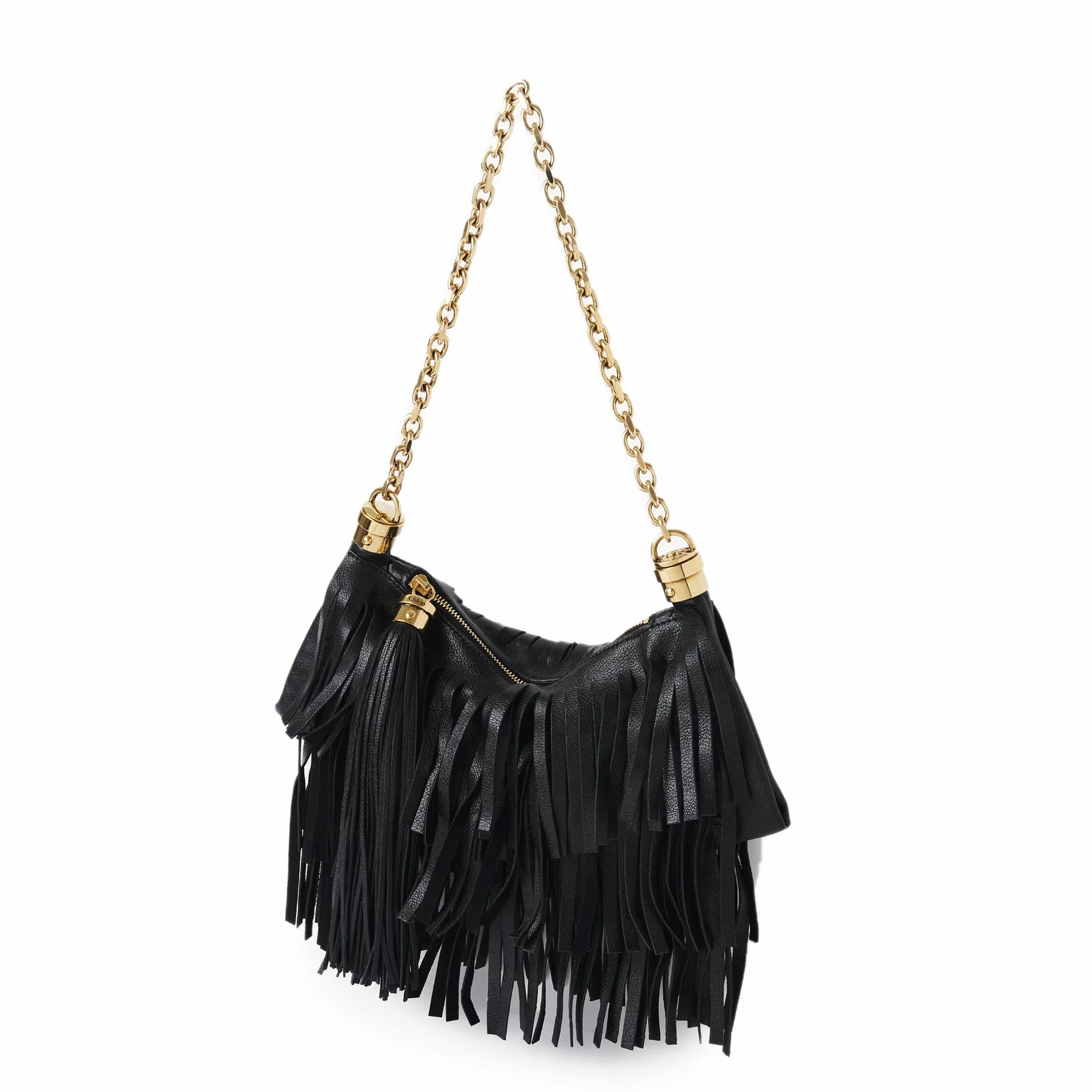 Small Foulard Fringe Bag Small, Black