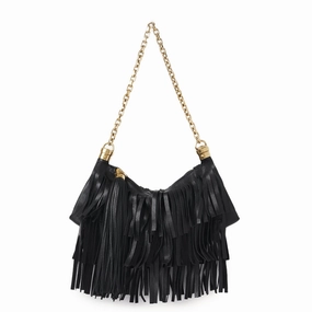 Small Foulard Fringe Bag Small, Black