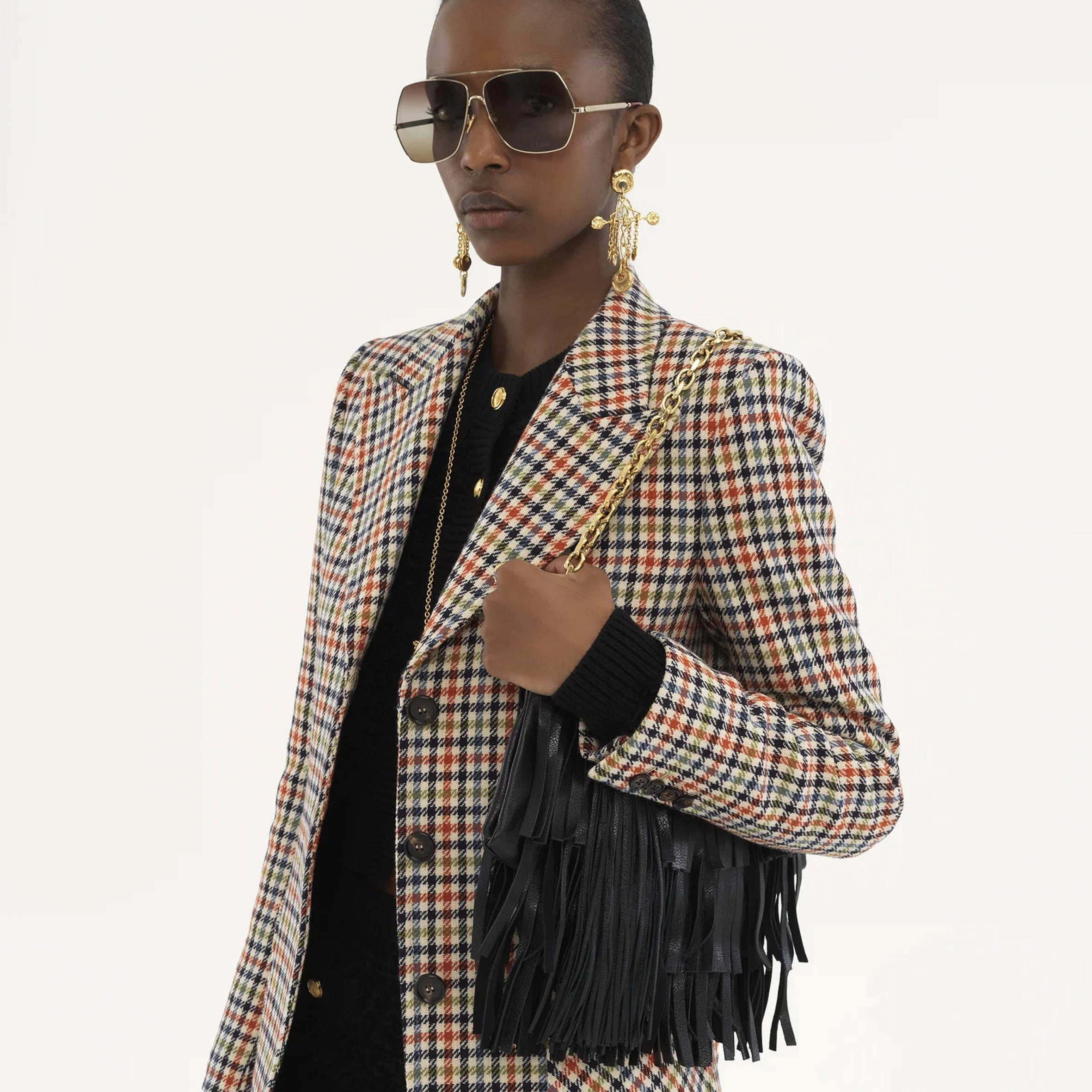 Small Foulard Fringe Bag Small, Black