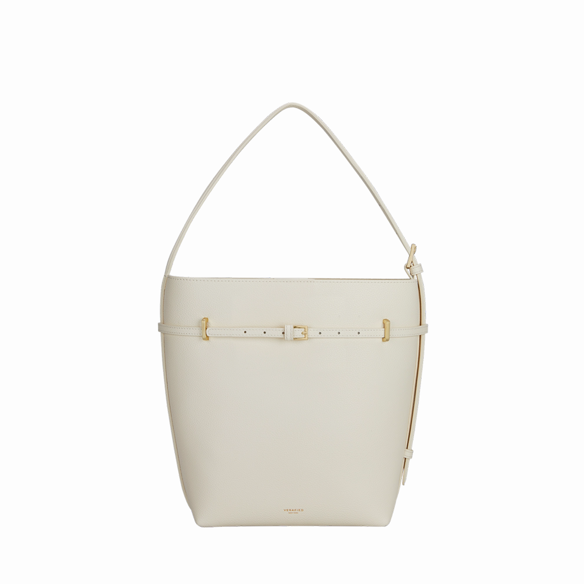 Small Ivory Belted Tote Bag