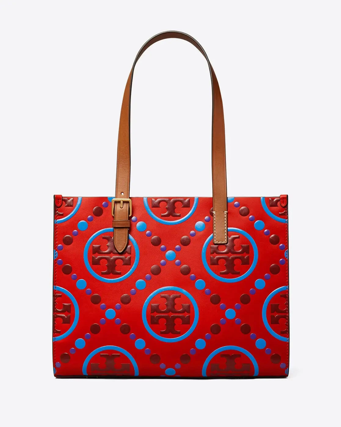 Small T Monogram Contrast Embossed Tote Bag
