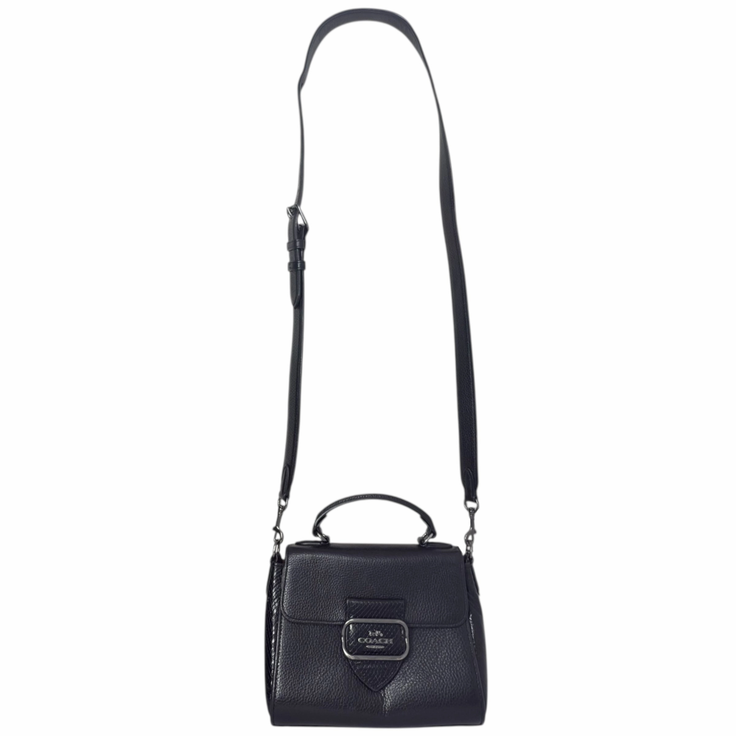 Snake Trim Morgan Top Handle Satchel Designer By Coach, Size: Medium