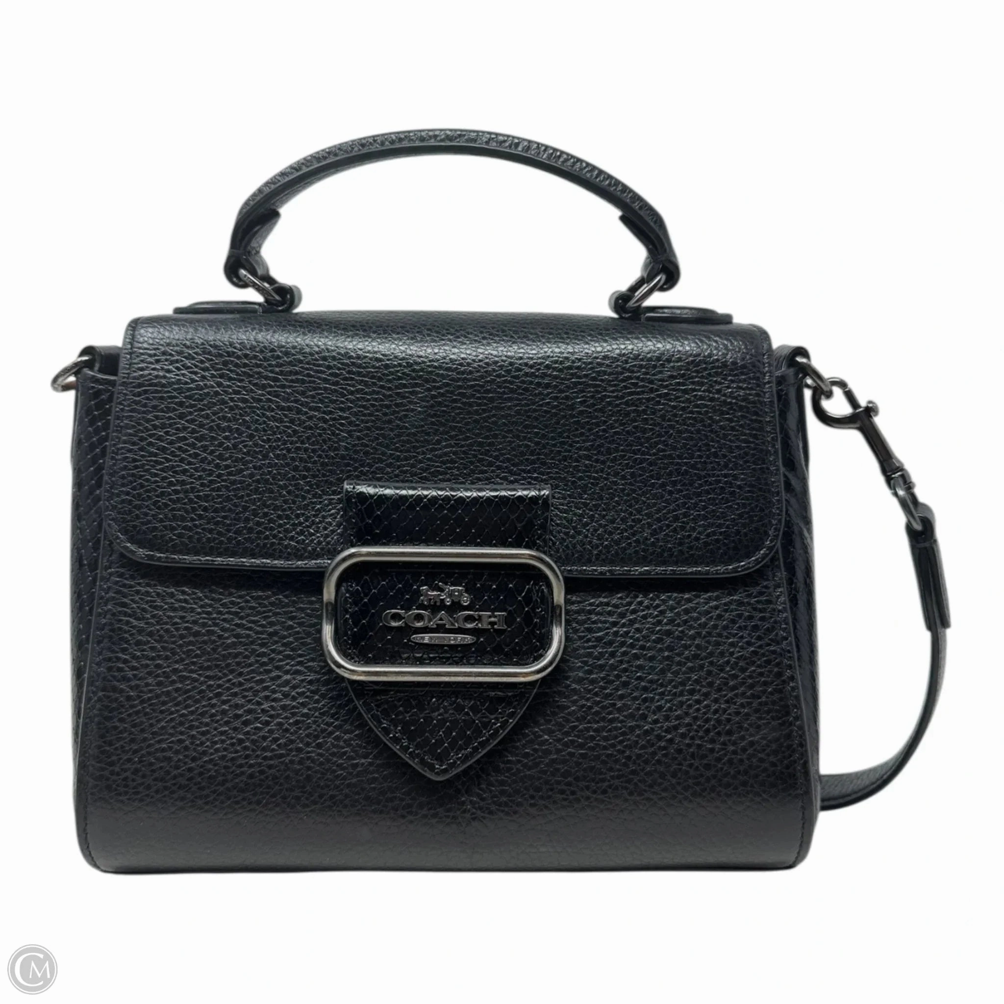 Snake Trim Morgan Top Handle Satchel Designer By Coach, Size: Medium