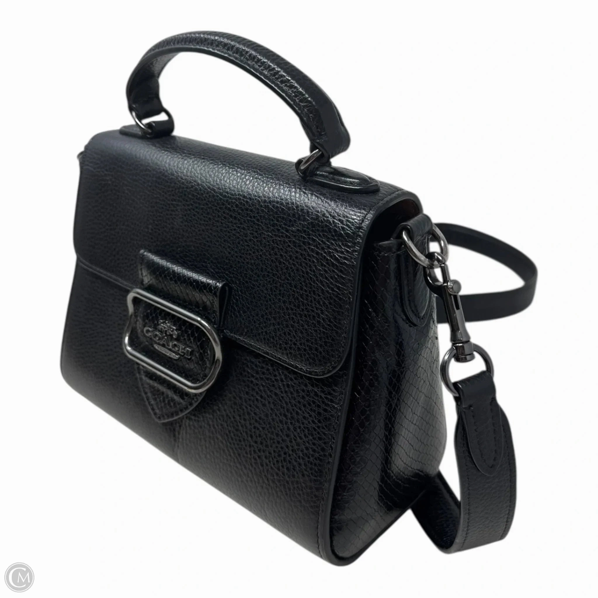 Snake Trim Morgan Top Handle Satchel Designer By Coach, Size: Medium