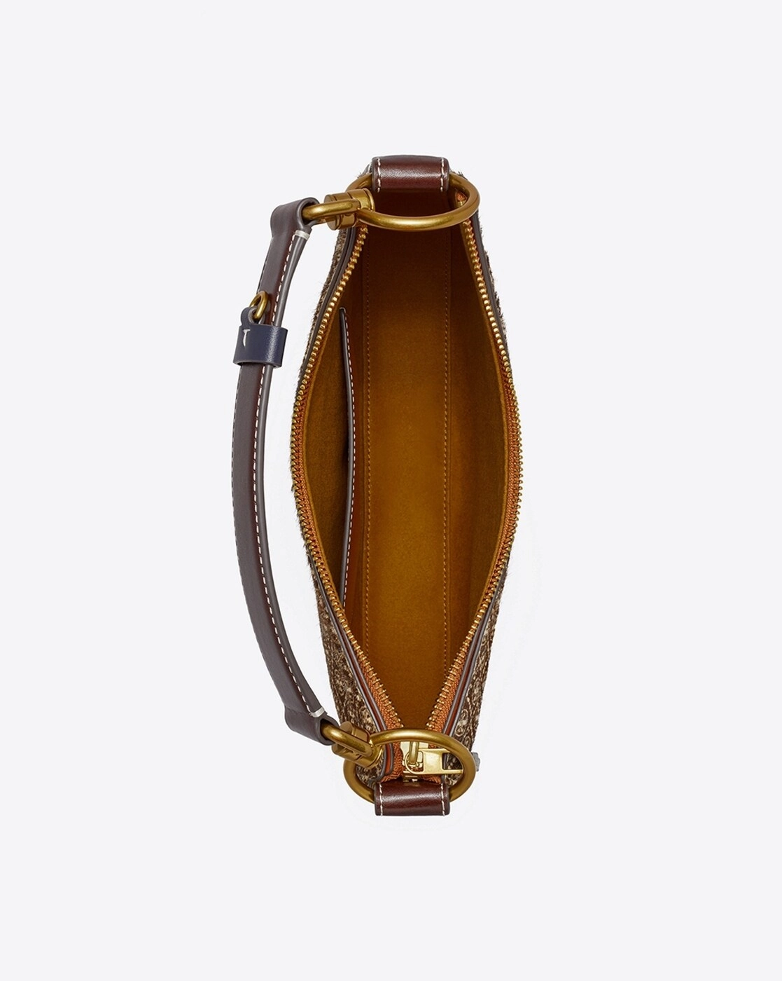 T Monogram Haircalf Mini Crescent Bag