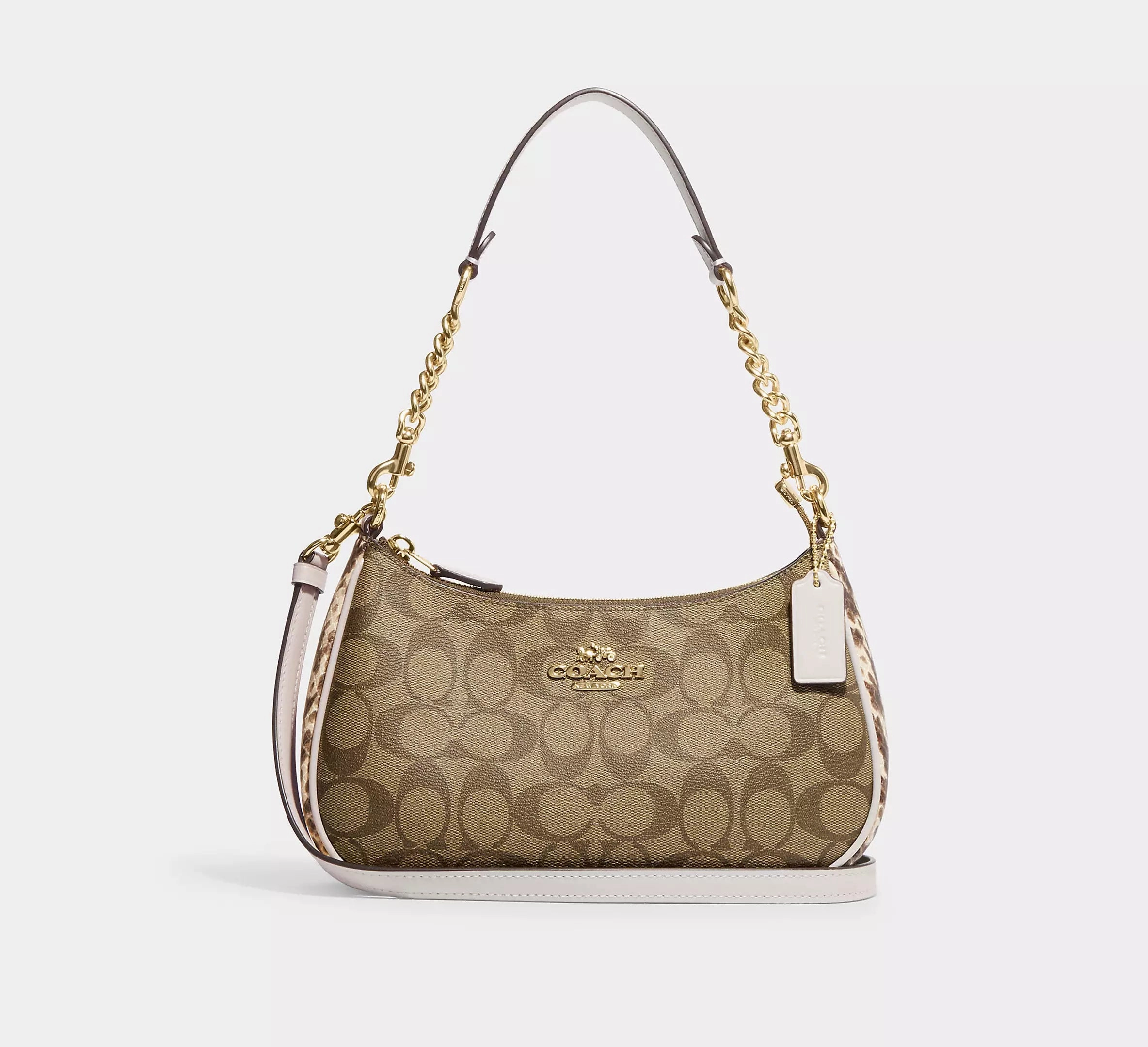 Teri Shoulder Bag In Signature Canvas Gold/Khaki Chalk Multi