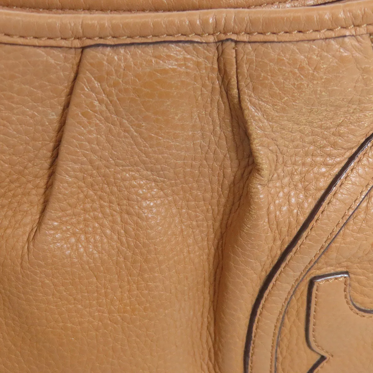 Tory Burch Shoulder Bag Calfskin Brown logo Women Used