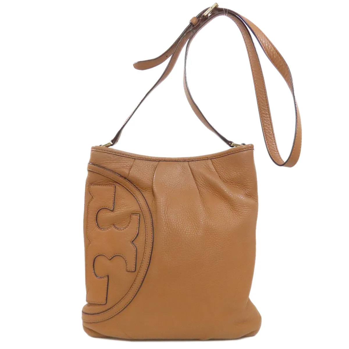 Tory Burch Shoulder Bag Calfskin Brown logo Women Used