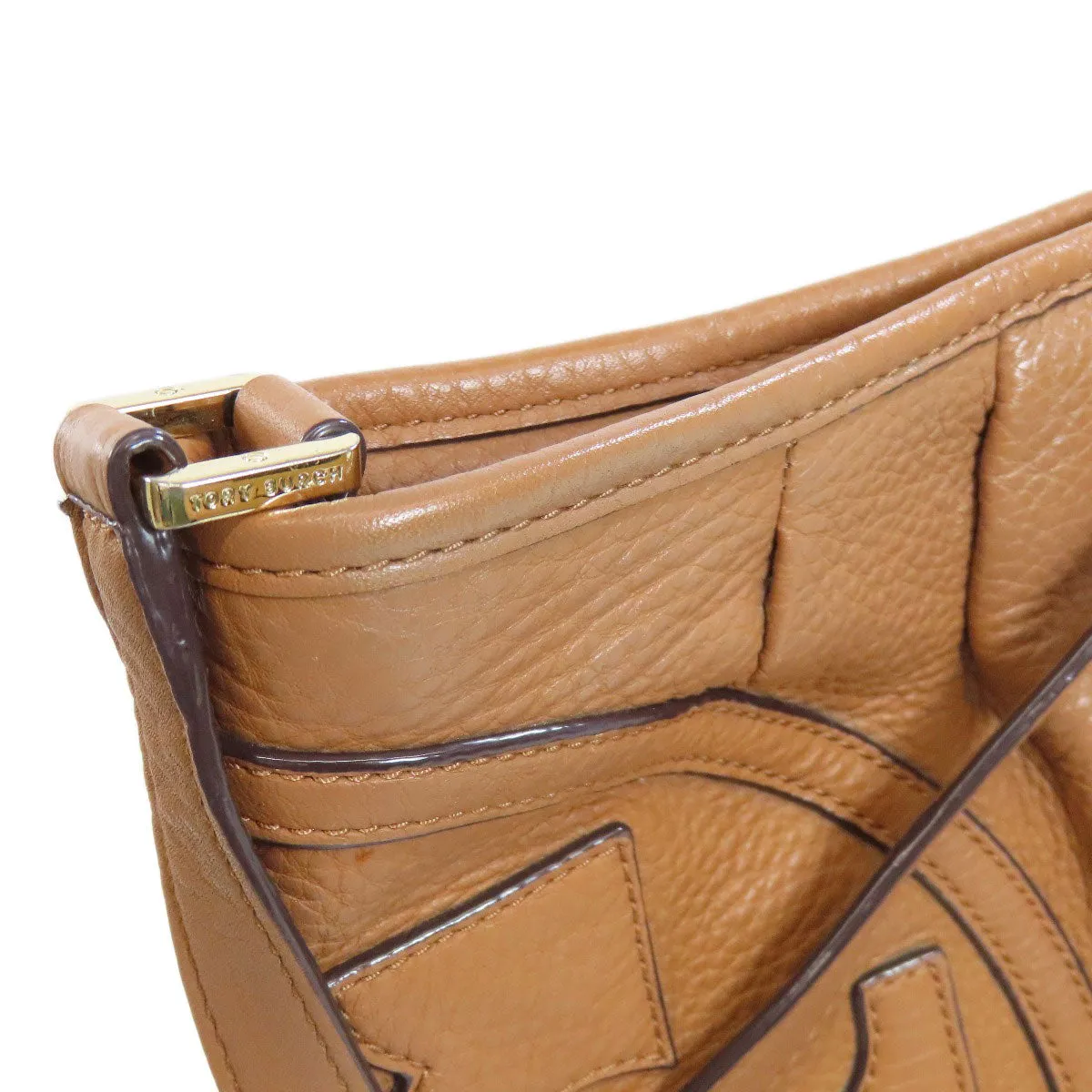 Tory Burch Shoulder Bag Calfskin Brown logo Women Used