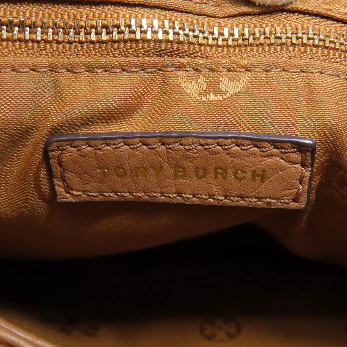 Tory Burch Shoulder Bag Calfskin Brown logo Women Used