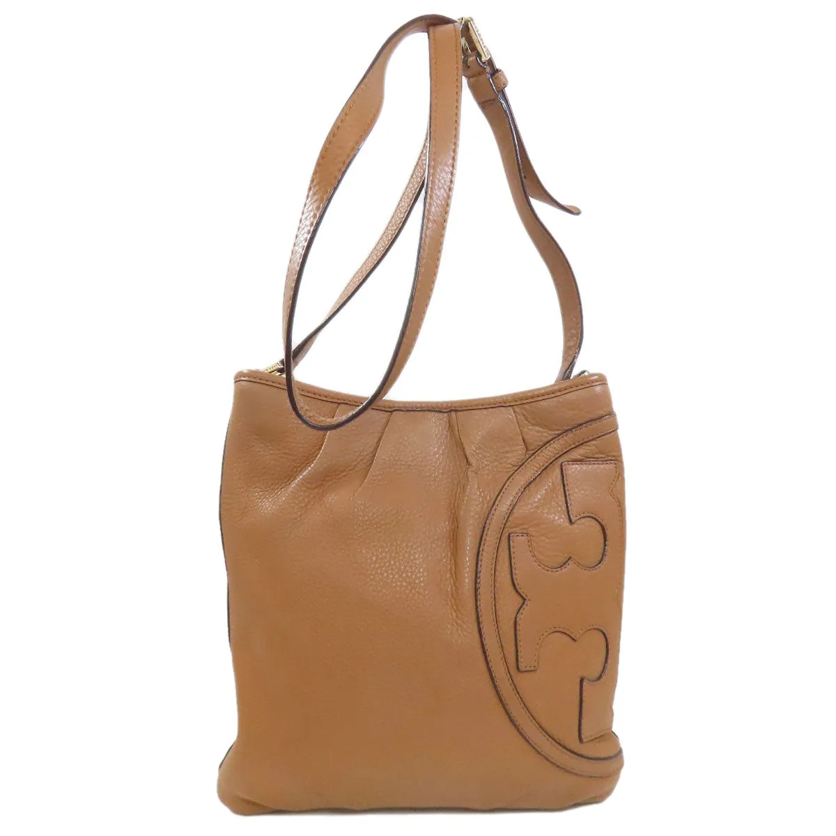 Tory Burch Shoulder Bag Calfskin Brown logo Women Used