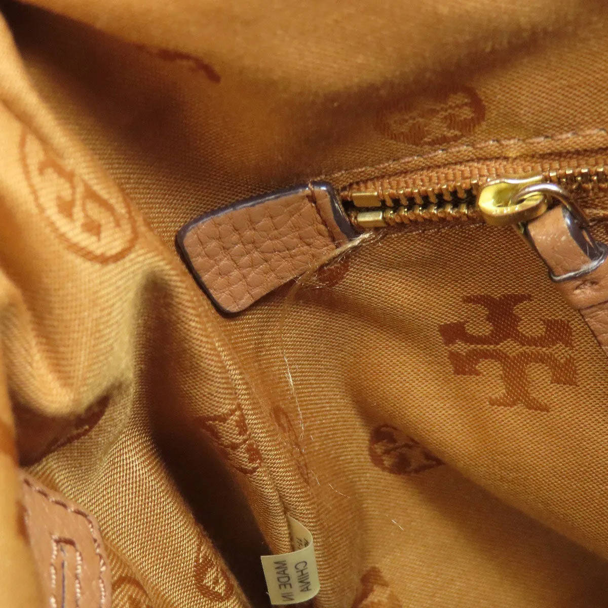 Tory Burch Shoulder Bag Calfskin Brown logo Women Used