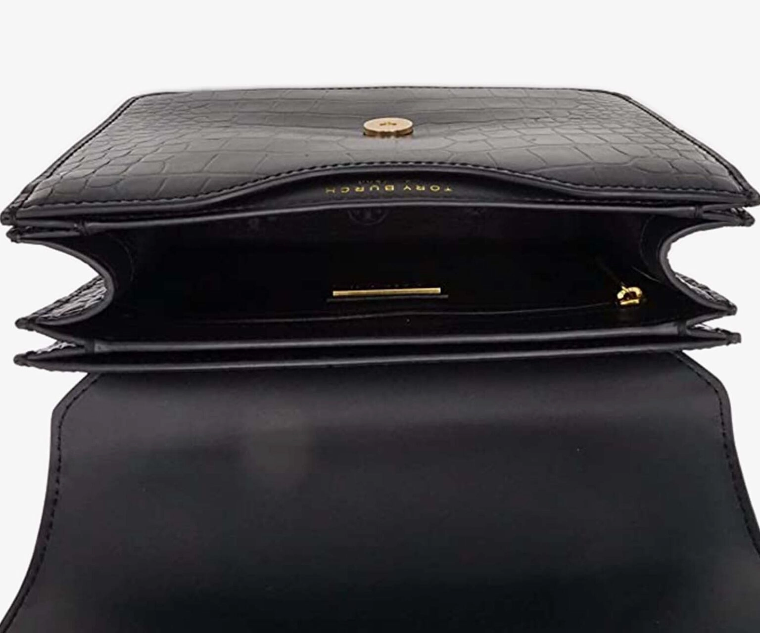 Tory Burch C Britten Croc Medium Adjustable Shoulder Bag (Medium)
