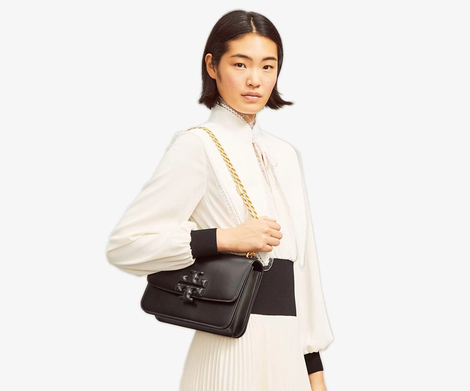 Tory Burch C Eleanor Convertible Shoulder Bag (Black) Large