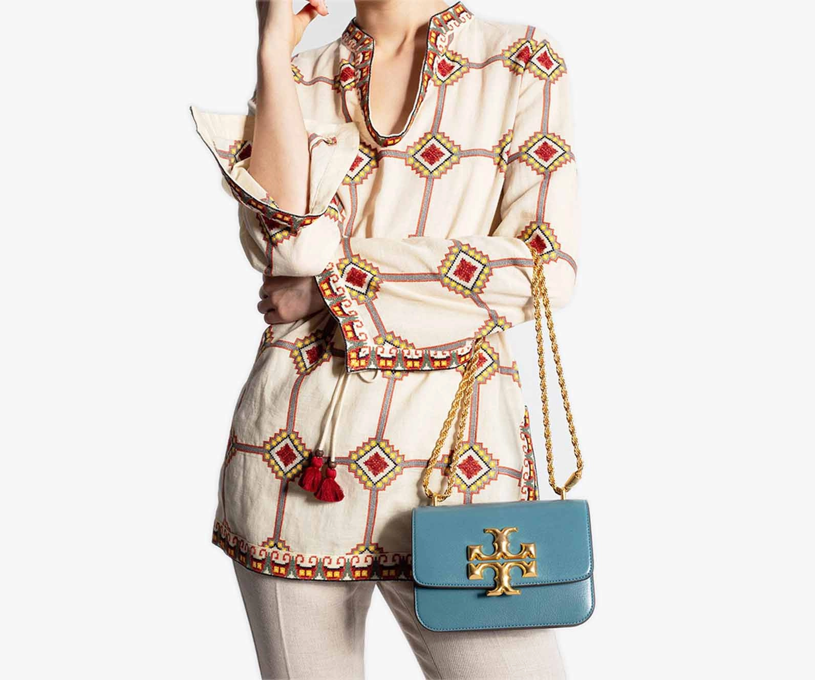 Tory Burch C Eleanor Textured Convertible Shoulder Bag (Brisk blue)