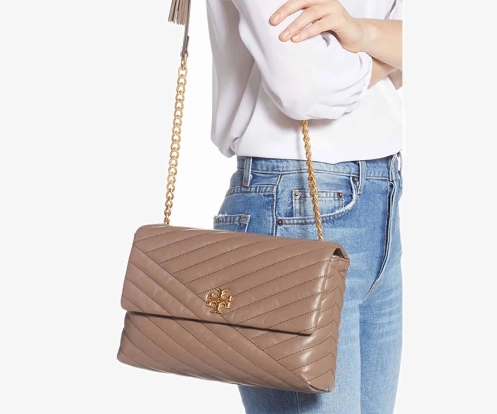 Tory Burch C Kira Chevron Convertible Shoulder Bag (Large)