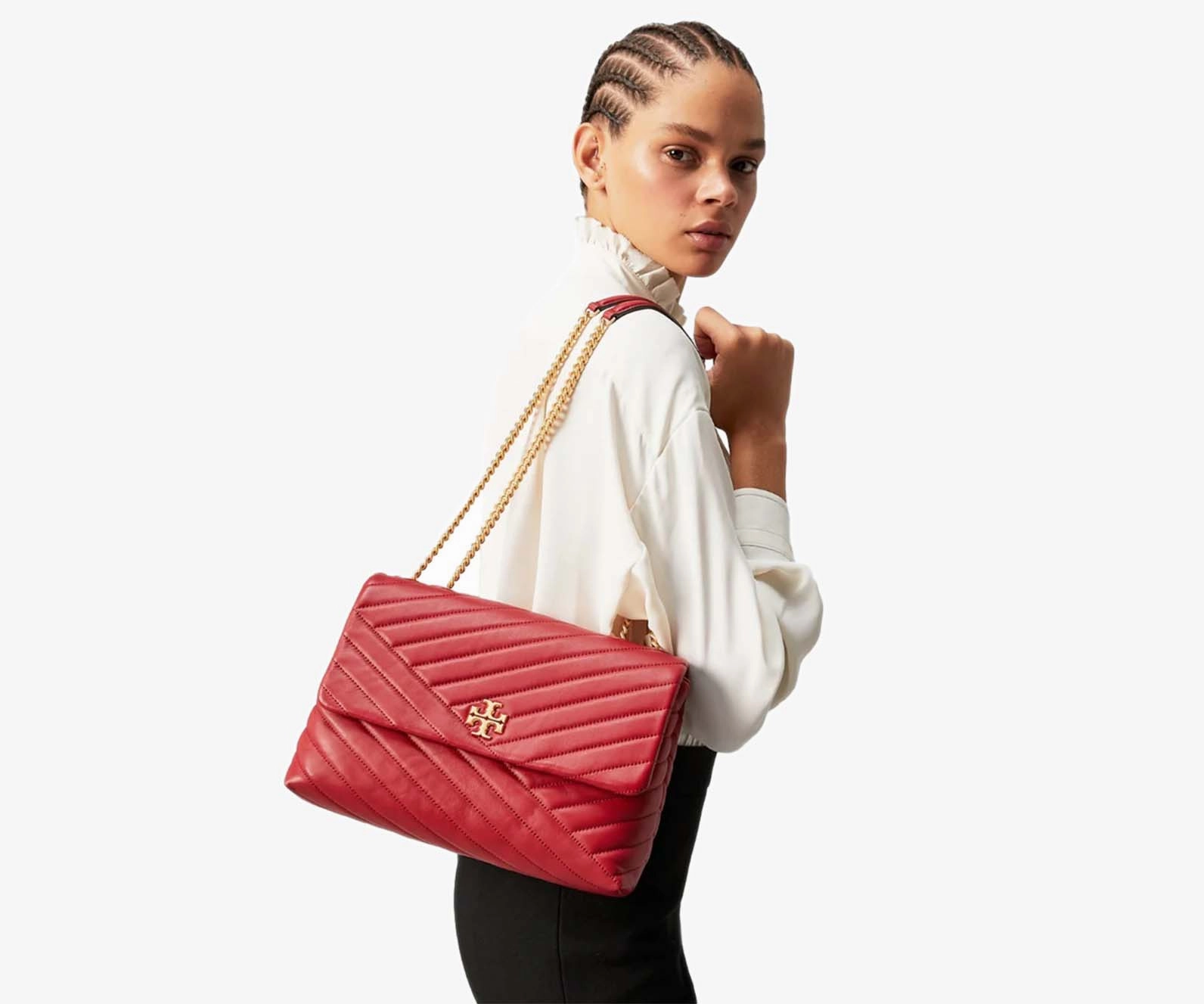Tory Burch C Kira Chevron Convertible Shoulder Bag (Large)