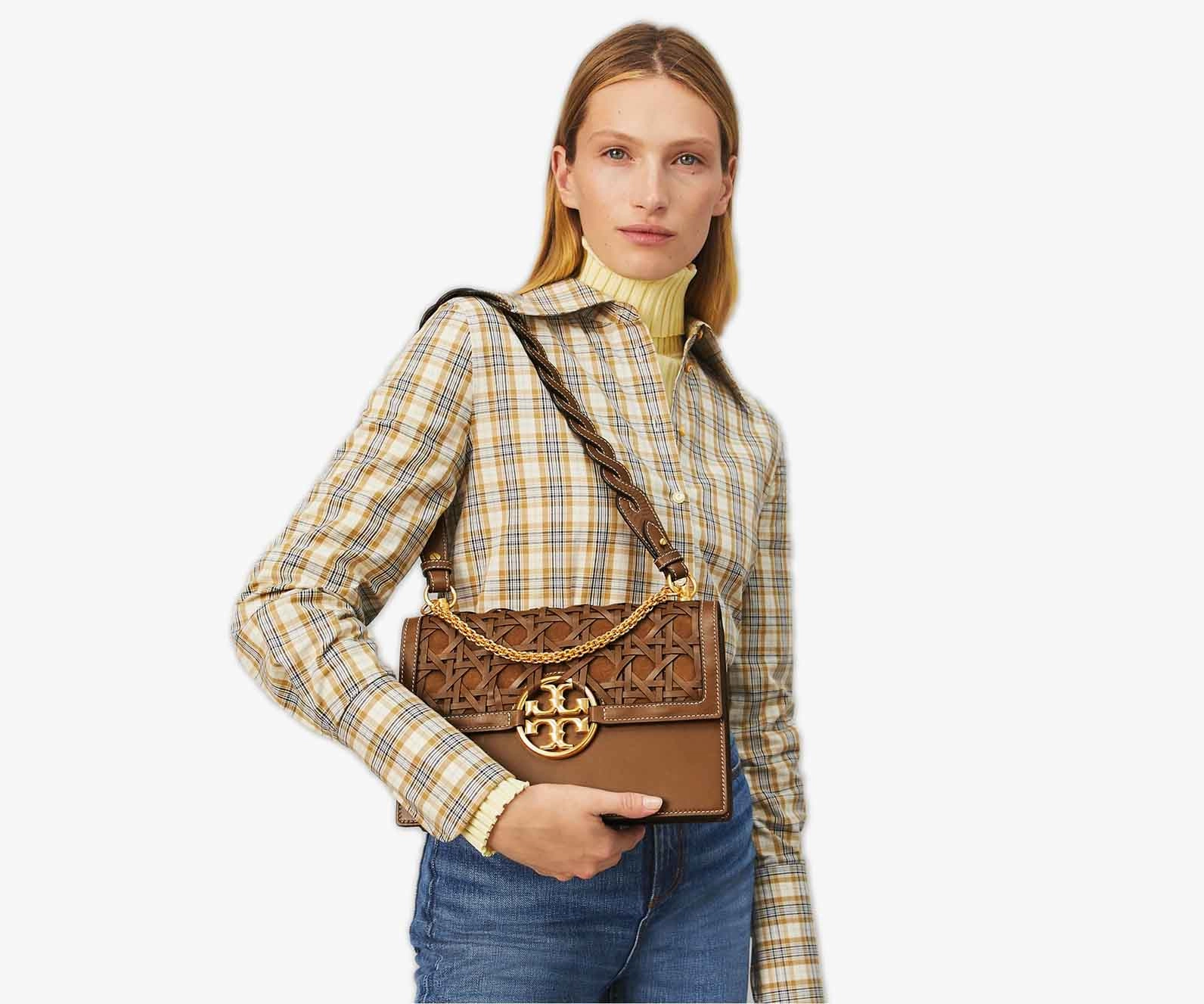 Tory Burch C Miller Basket Weave Shoulder Bag (Large)
