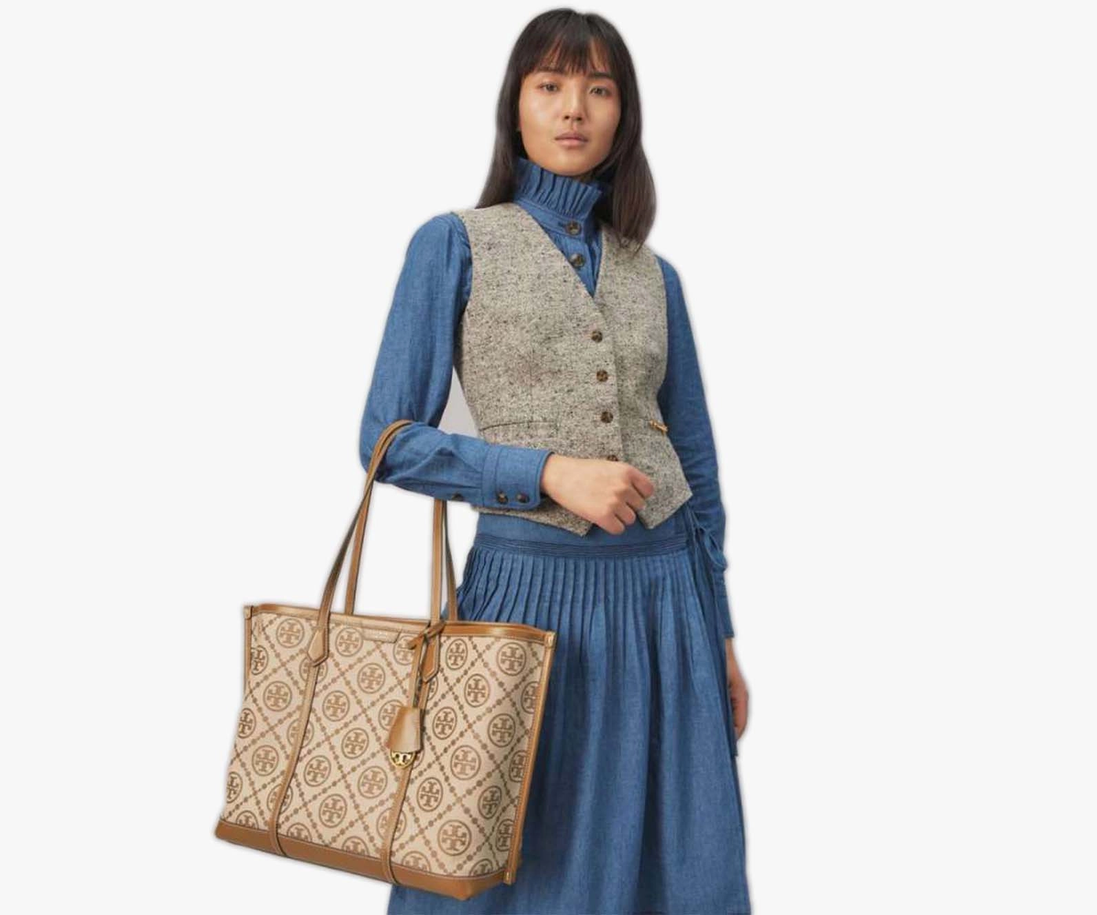 Tory Burch C Perry T Monogram Triple-Compartment Tote