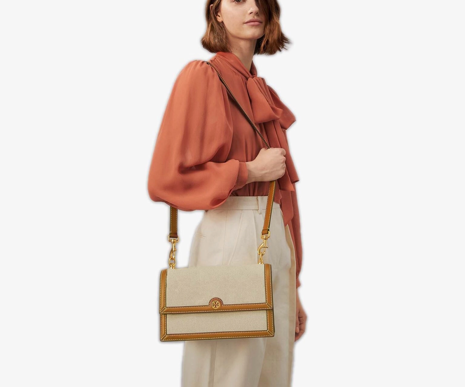 Tory Burch C T Monogram Canvas Shoulder Bag