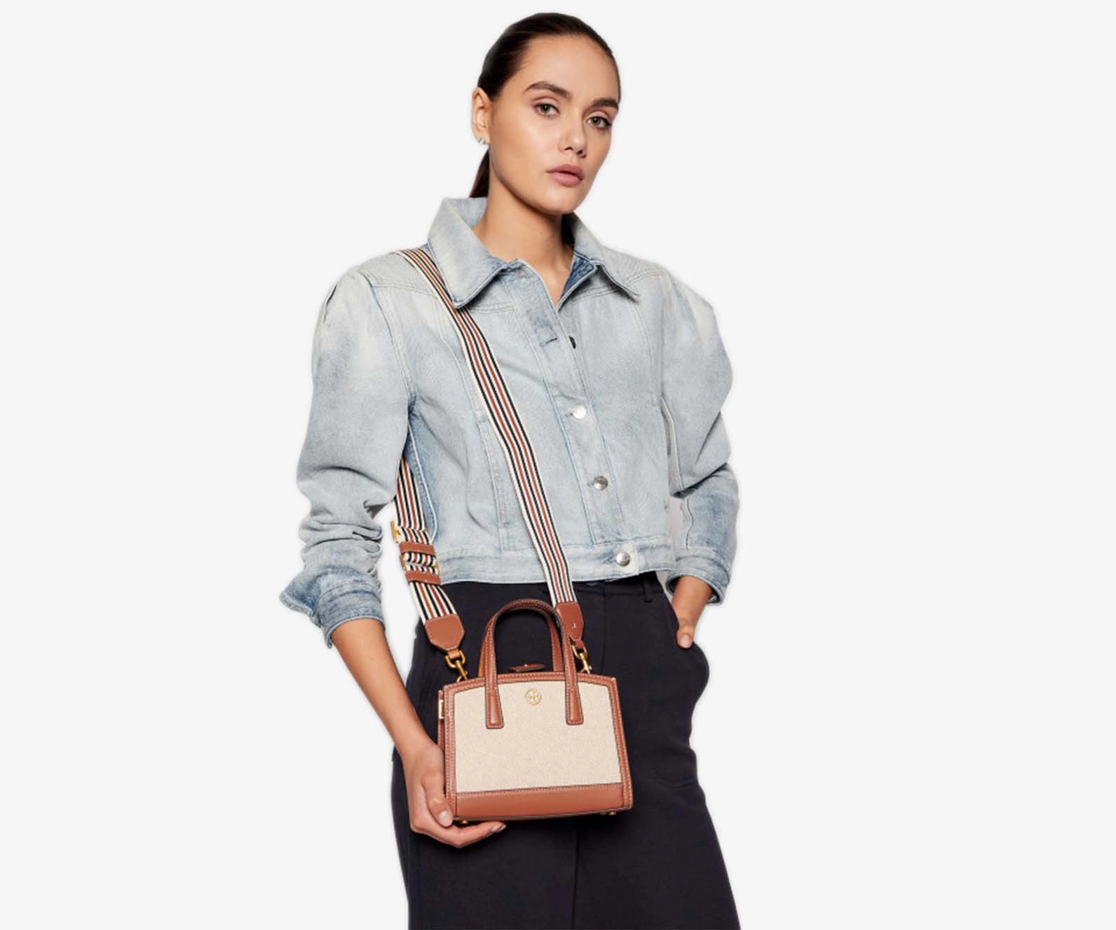 Tory Burch C Walker Canves Micro Satchel