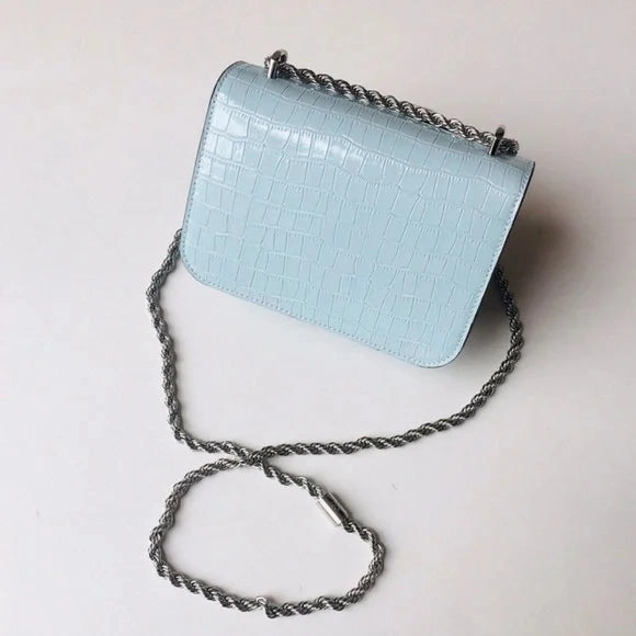 Tory Burch Eleanor Embossed Shoulder Bag small (Misty Blue)