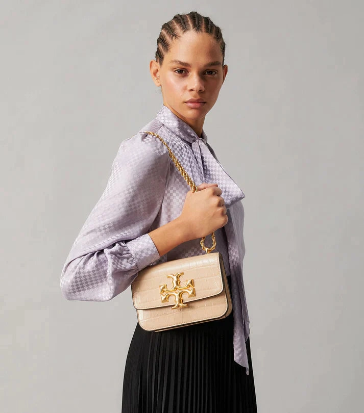 Tory Burch Eleanor Embossed small Convertible Shea Butter