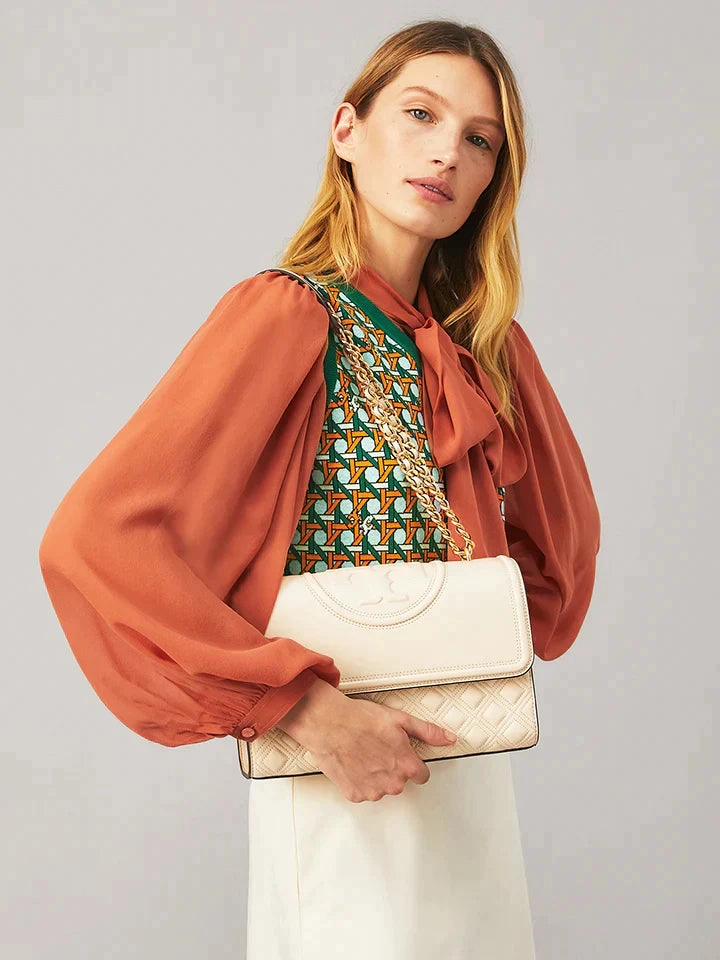 Tory Burch Fleming Convertible Shoulder Bag Large New Cream