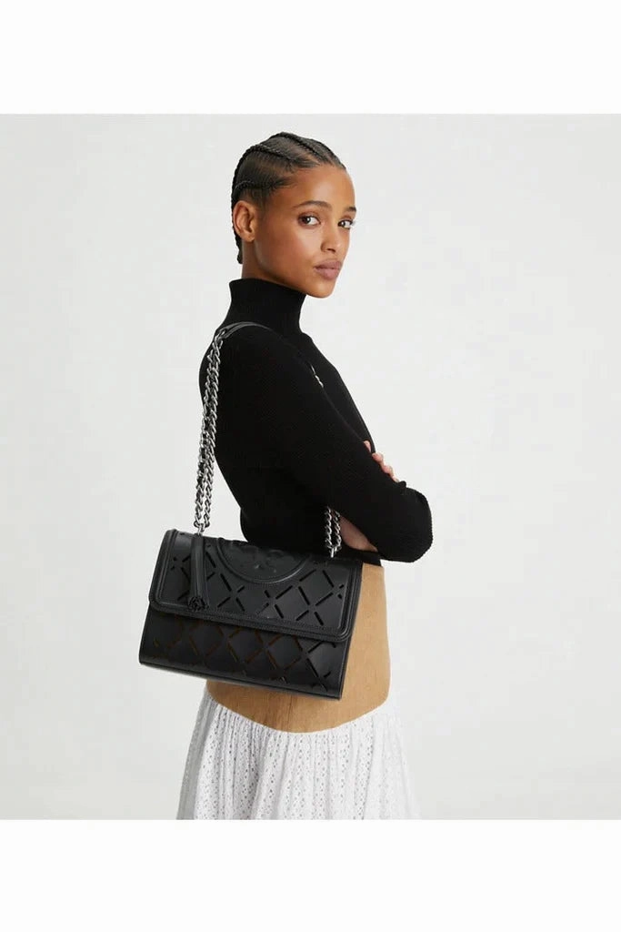 Tory Burch Fleming Diamond Large Bag - Black