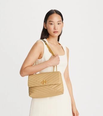 Tory Burch Kira Chevron Convertible Shoulder Bag Desert Dune