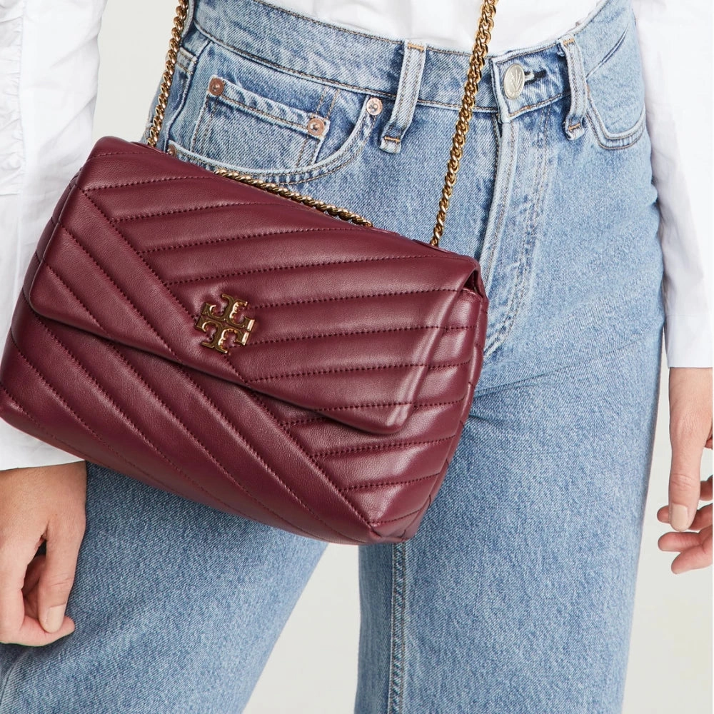 Tory Burch Kira Chevron Small Convertible Imperial Garnet