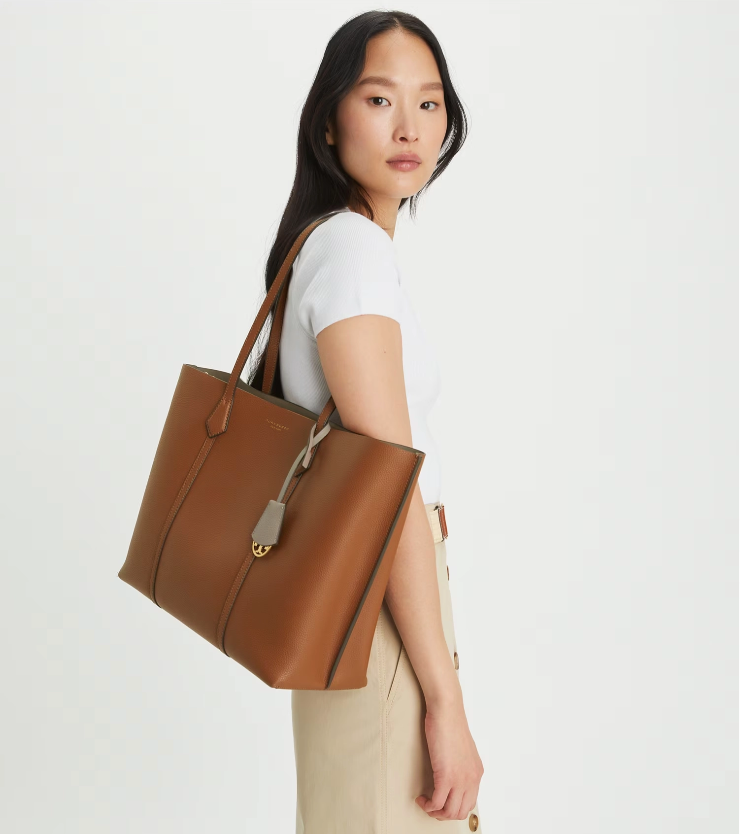 Tory Burch Perry Embossed Triple-Compartment Tote