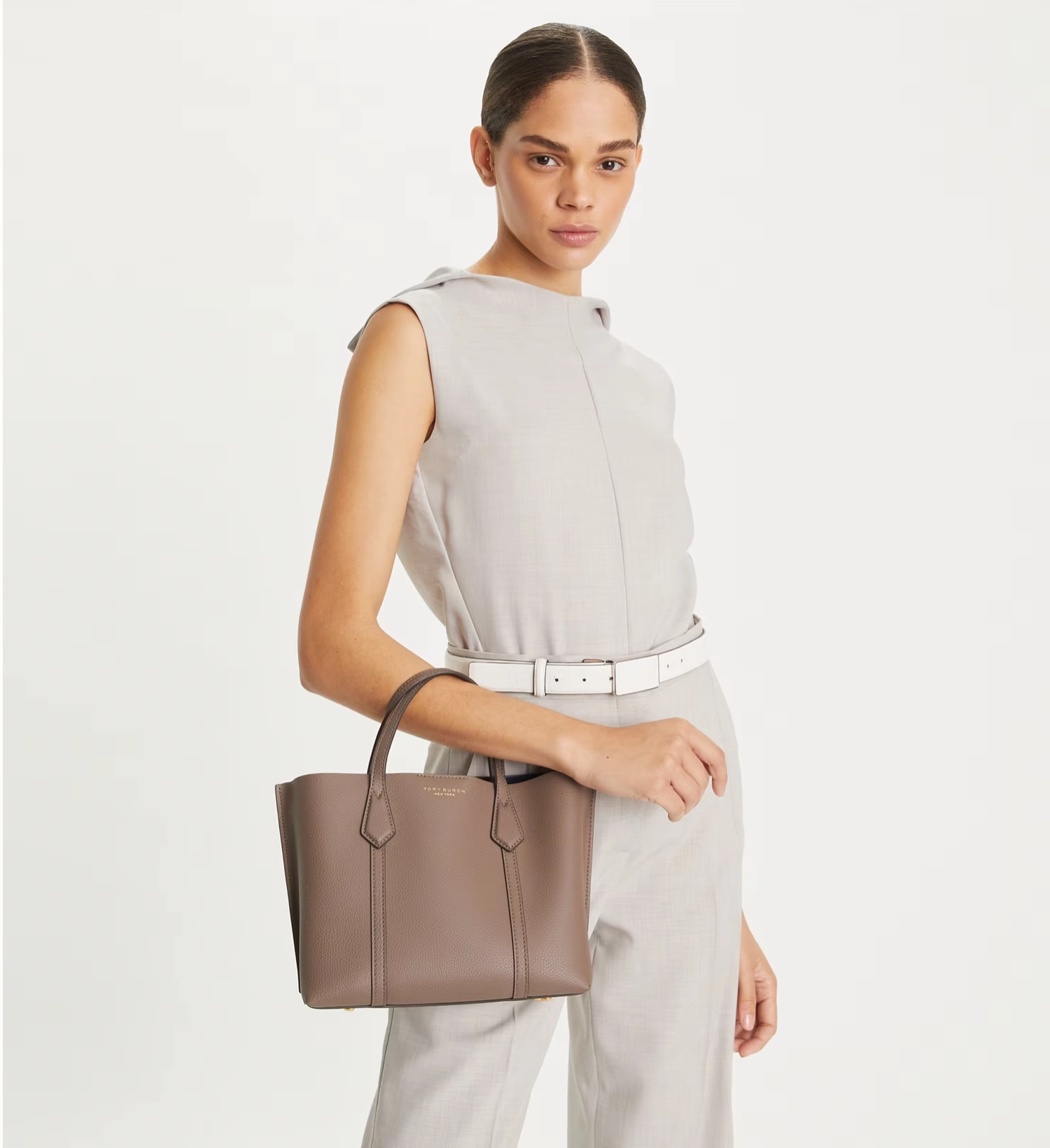 Tory Burch Perry Embossed Triple-Compartment Tote Small