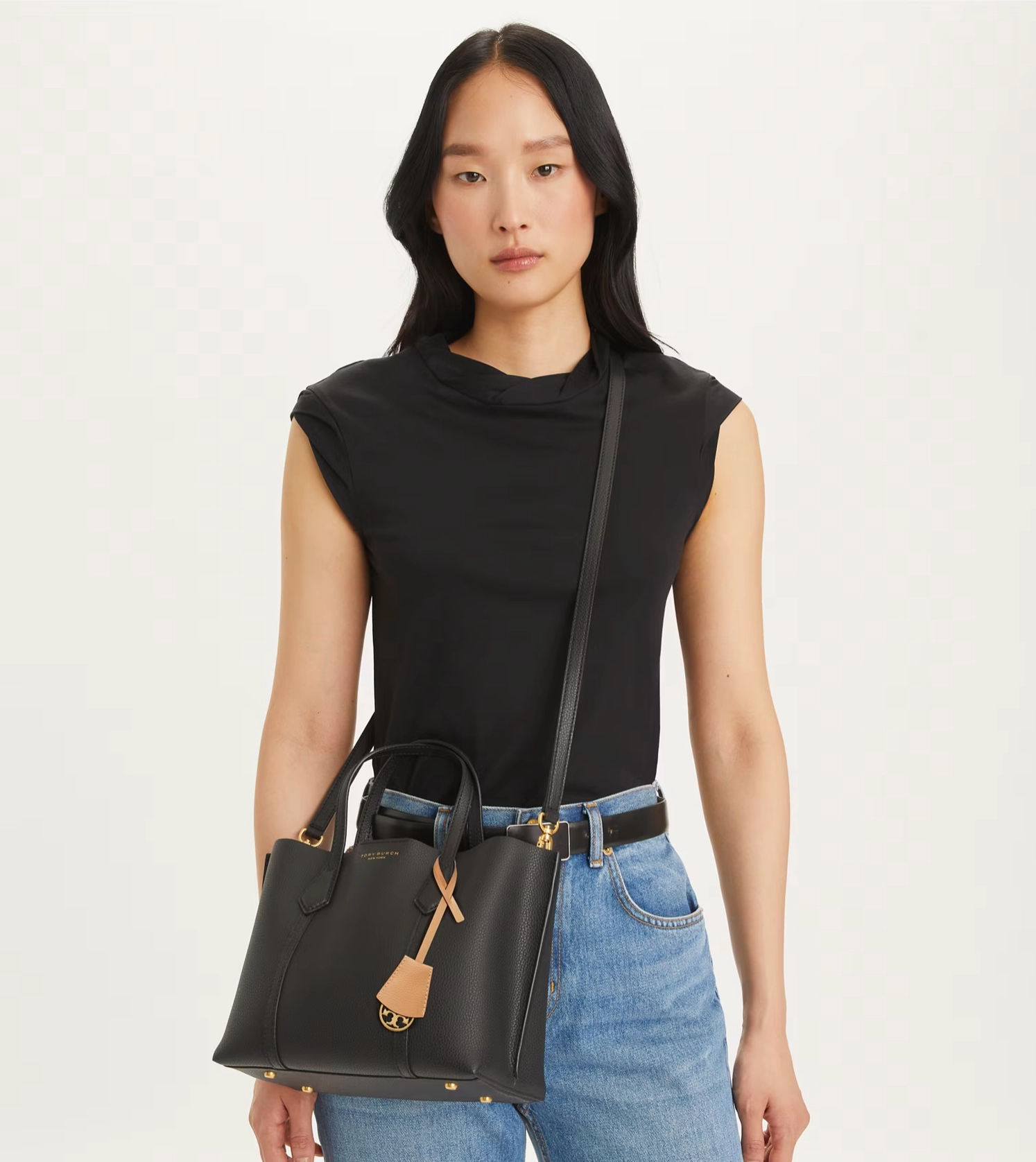 Tory Burch Perry Embossed Triple-Compartment Tote Small