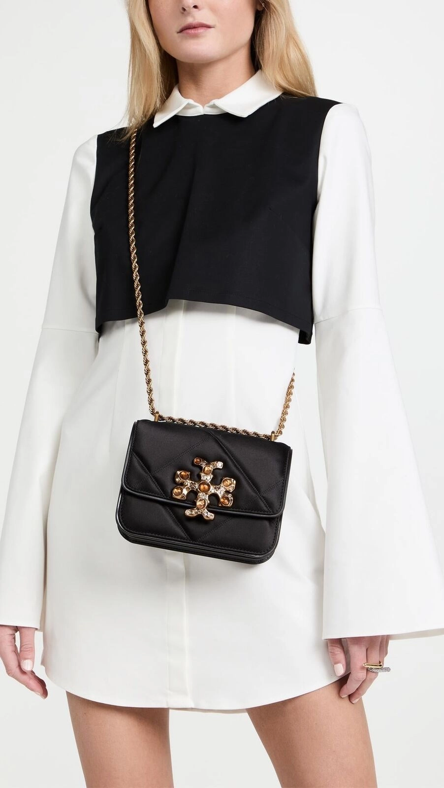 Tory Burch Small Eleanor Satin Shoulder Bag Black