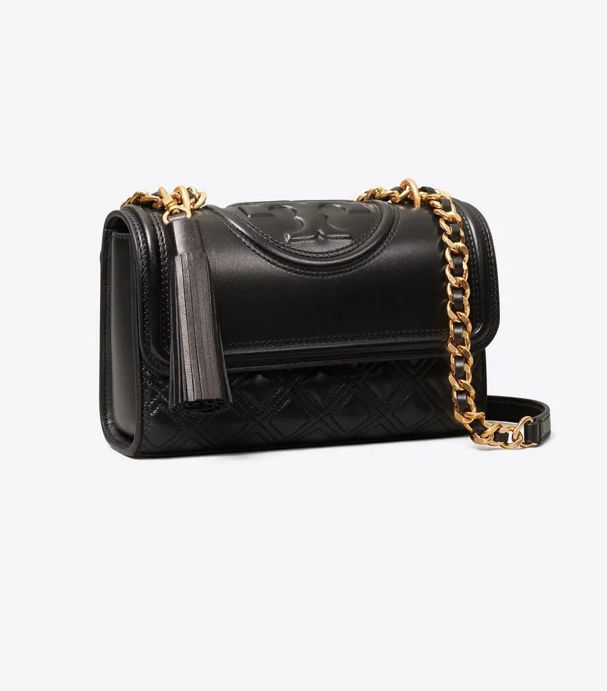 Tory Burch Small Fleming Quilted Convertible Shoulder Bag Black