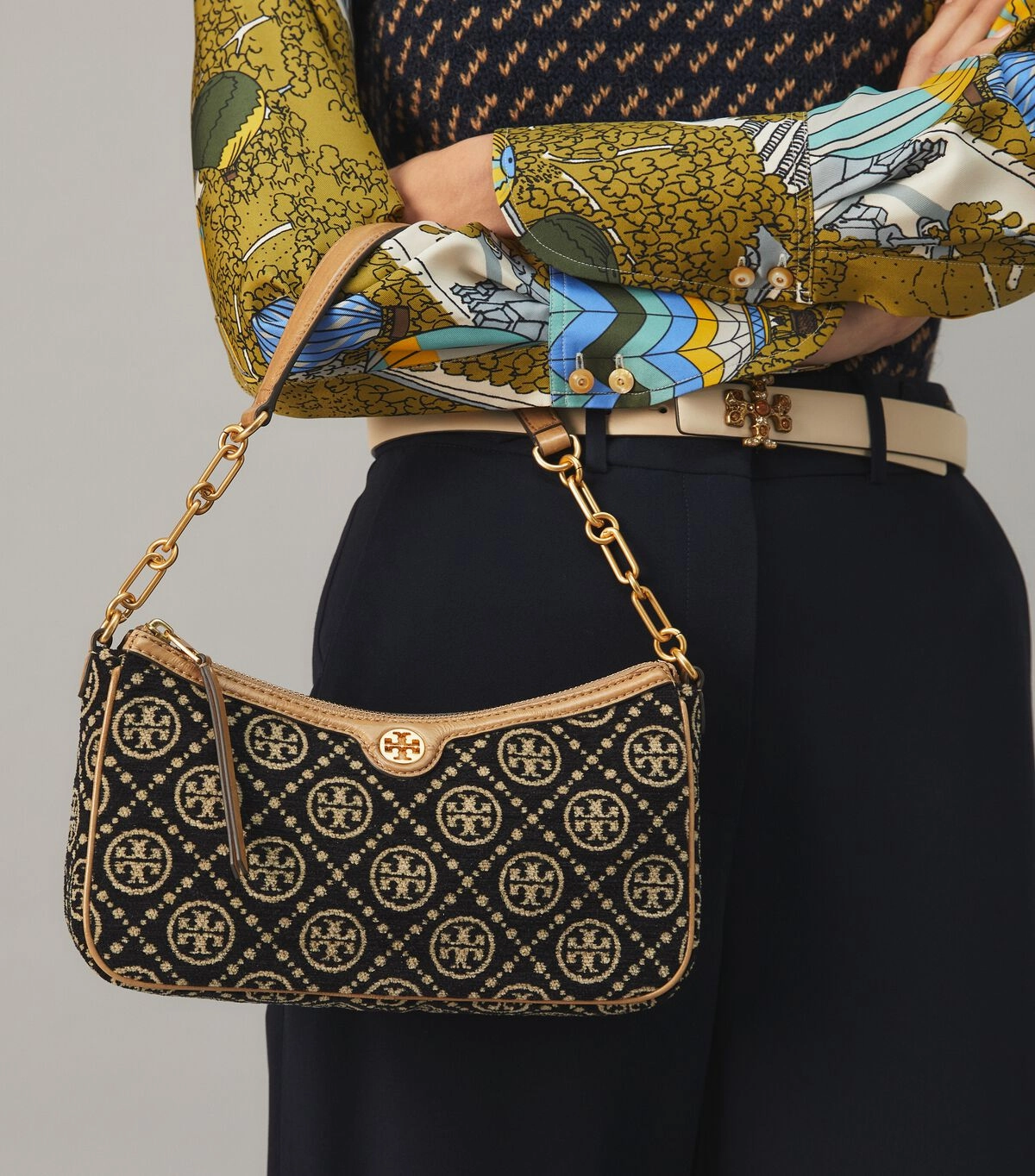 Tory Burch T Monogram  Chenille Studio Shoulder Bag