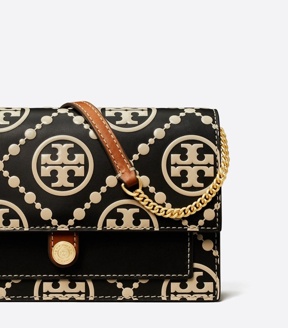 Tory Burch T Monogram Contrast Embossed Chain Wallet