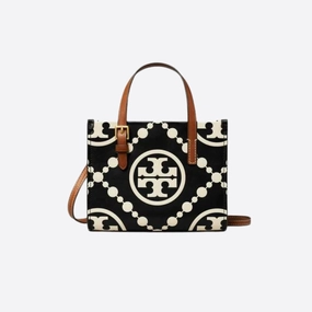 Tory Burch T Monogram Contrast Embossed Square Tote (Mini)