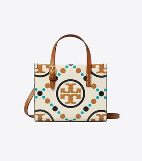 Tory Burch T Monogram Contrast Embossed Square Tote (Mini)