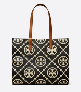 TORY BURCH T MONOGRAM CONTRAST EMBOSSED TOTE BAG