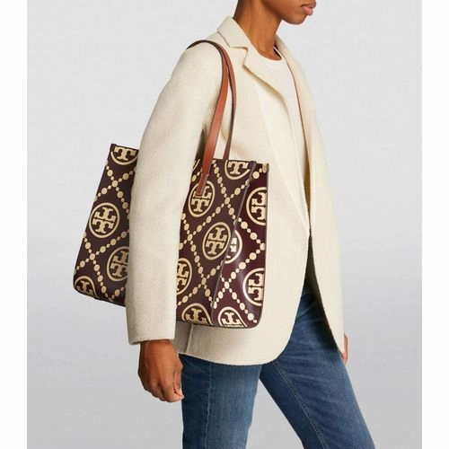 TORY BURCH T MONOGRAM CONTRAST EMBOSSED TOTE BAG