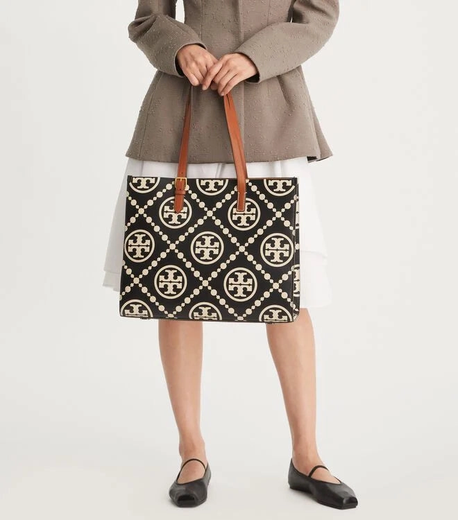 TORY BURCH T MONOGRAM CONTRAST EMBOSSED TOTE BAG