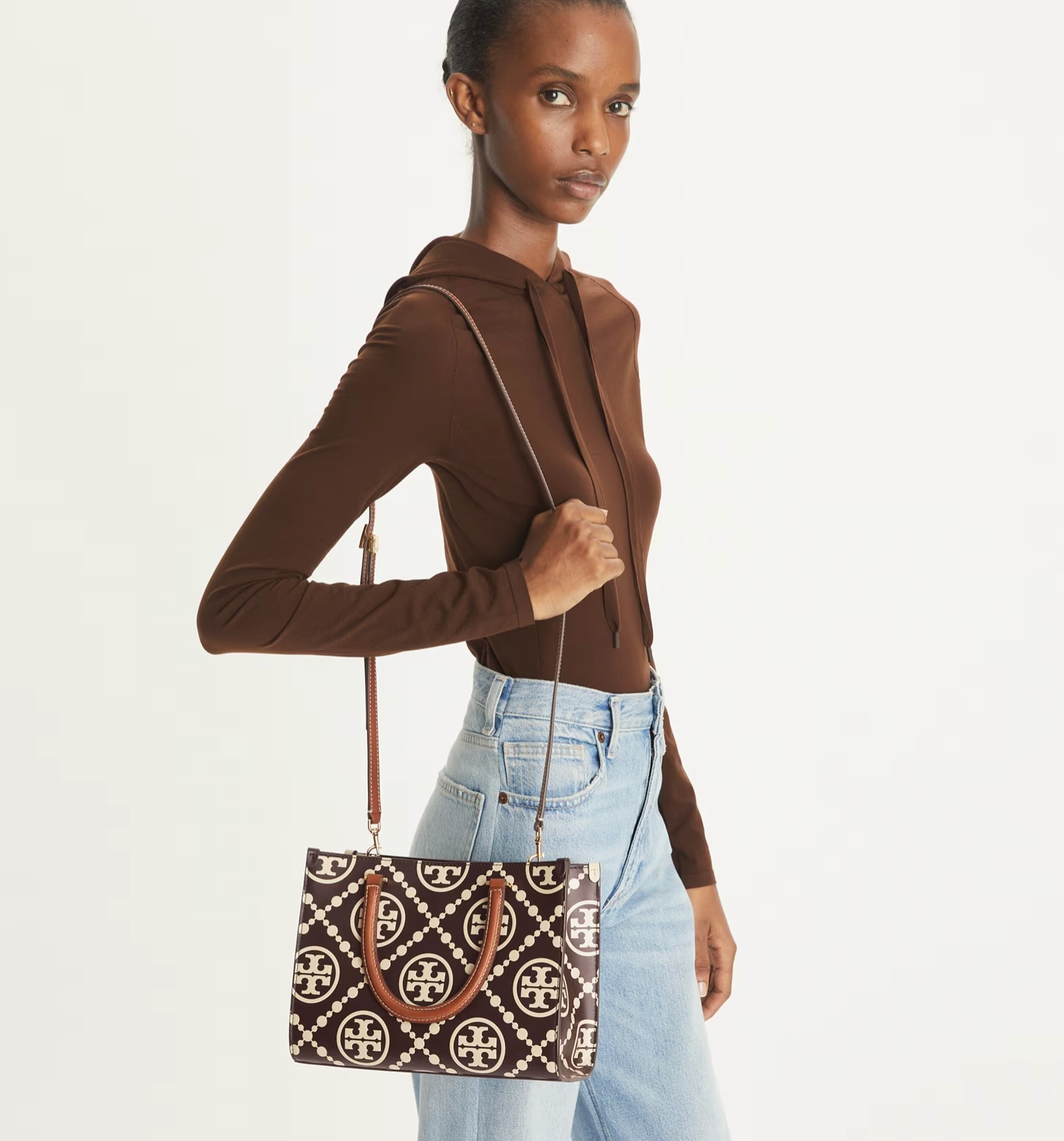 Tory Burch T Monogram Top Handle Embossed Tote