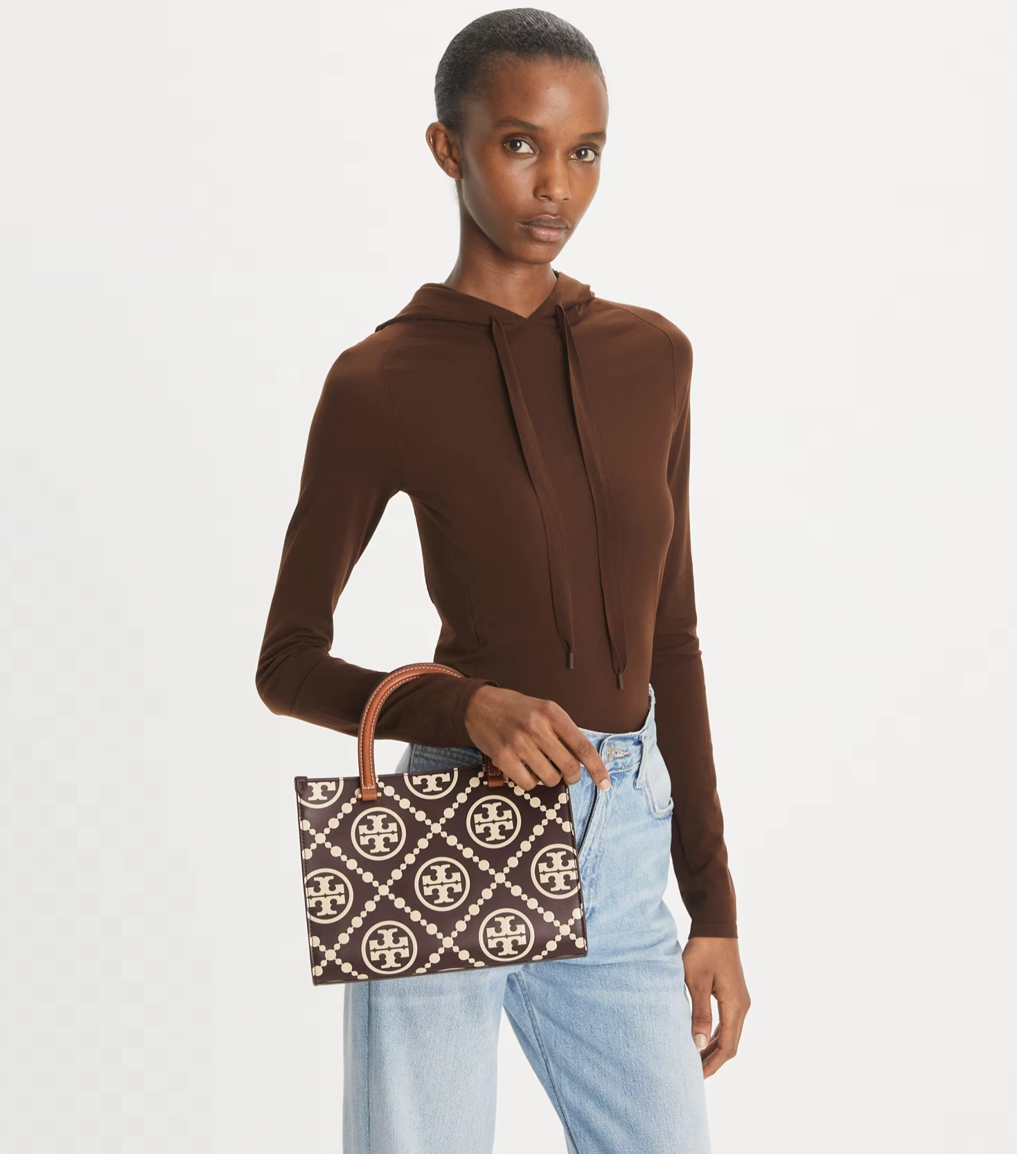 Tory Burch T Monogram Top Handle Embossed Tote