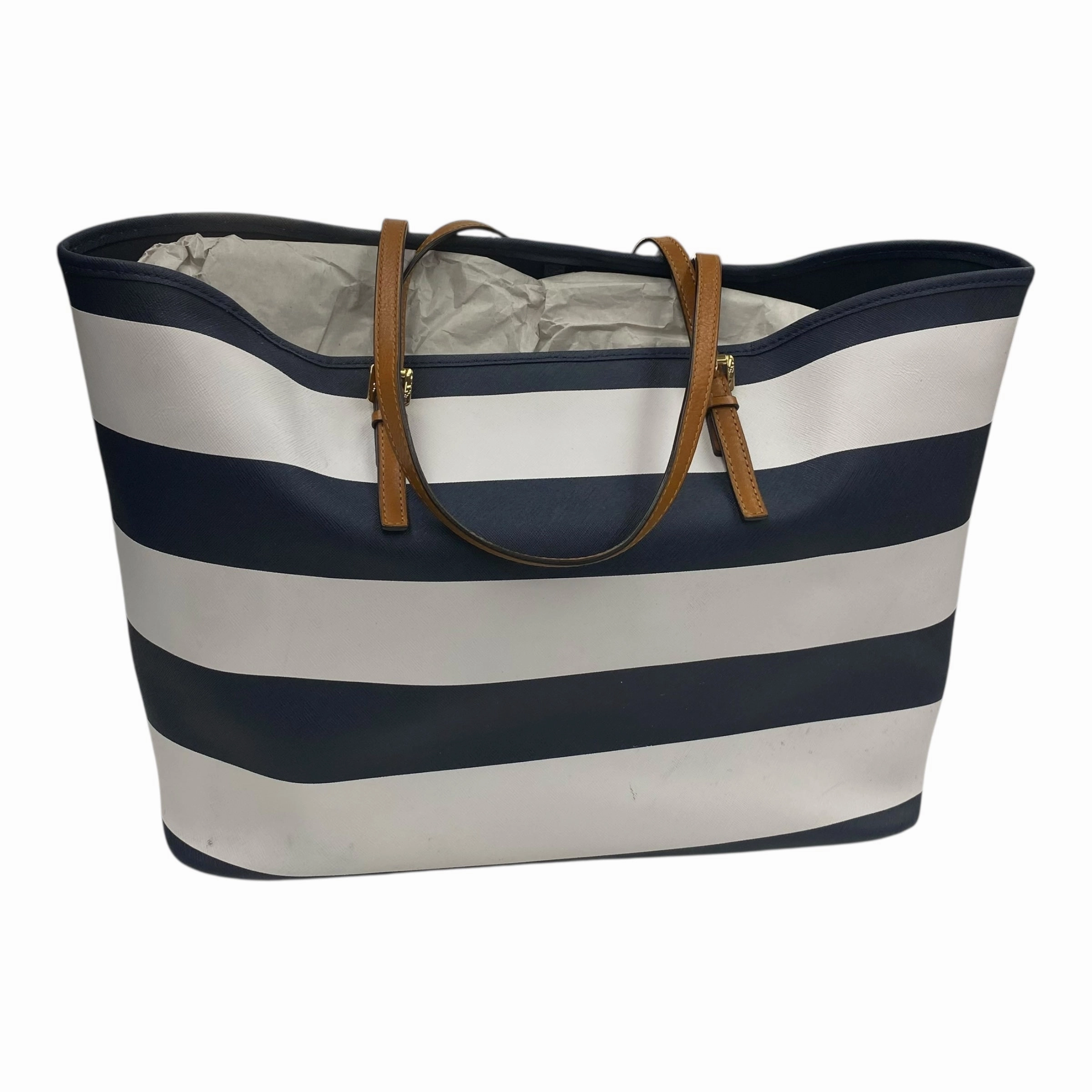 Tote Designer By Michael Kors In Blue & White, Size:Medium