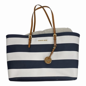 Tote Designer By Michael Kors In Blue & White, Size:Medium
